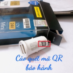 Sạc xe hơi PISEN Dual USB Car 2.4A 12W, Hàng chính hãng quét mã QR bảo hành 2 năm