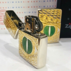 Hộp quẹt. bật lửa Zippo Armor vỏ dầy khắc ăn mòn mẫu Mắt Rồng, hàng loại 1 vỏ bằng đồng có tem đỏ