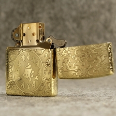 Hột quẹt, bật lửa Zippo MỸ Brass mã 204B khắc ăn mòn 5 mặt Phật Như Lai, Hàng chính hãng