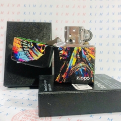 Bật lửa, hộp quẹt Zippo Mỹ, Brass phủ sơn chủ đề Thổ Dân 4, hàng chính hãng có giấy Hải Quan đi kèm