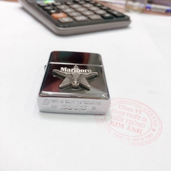 Bật lửa Zippo Mỹ Armor high polish chrome mã 167, Eblem đầu bò bạc khối nguyên chất, Mộc ngược, Hàng chính hãng