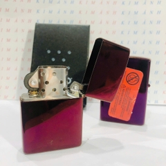 Bật lửa, hộp quẹt ZIPPO màu Tím mộc đáy La Mã loại trơn bóng, Kim Ánh nhập hàng cao cấp vỏ bằng đồng có dán tem đỏ