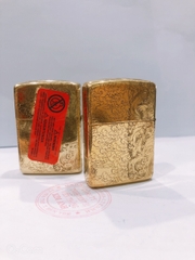 Bật lửa, hộp quẹt Zippo Armor vỏ dầy, khắc chìm chủ đề Long Phụng Giao Tranh, Hàng loại 1 vỏ bằng đồng có tem đỏ