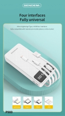 Sạc dự phòng SENDEM P900 20000mAh, màn hình LCD  tích hợp 4 đầu sạc nhanh Type C, I (L ) , Micro, USB, Hàng chính hãng