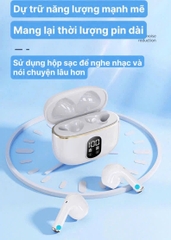 Tai nghe Bluetooth 5.3 TWS Stereo T02, cảm biến âm thanh,  Có màn hình kỹ thuật số, hộp sạc dữ trữ pin