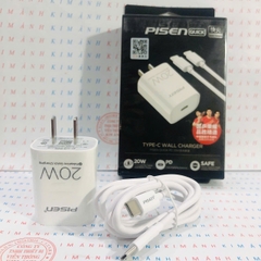 Bộ sạc Pisen Quick (TS-C135) kèm cáp sạc nhanh Type C ra Type C, Hàng chính hãng nội địa