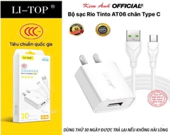 Bộ sạc LI-TOP Rio Tinto AT06 5V- 2A chân Type C, đạt chứng nhận 3C tiêu chuẩn quốc gia, bảo hành chính hãng 12 tháng