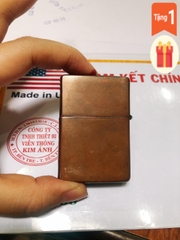 Bật lửa Zippo Mỹ Vintage mạ Copper, đầu bằng, đít bằng, khắc ăn mòn Zippo 1932, Hàng chính hãng