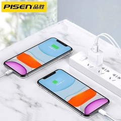 Củ sạc Pisen K12-23, 2 cổng USB dùng sạc điện thoại / máy tính bảng, Hàng chính hãng nội địa, có chứng nhận tiêu chuẩn