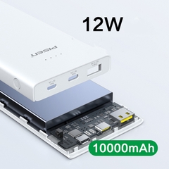 Pin Sạc dự phòng PISEN Electric Library 10000mAh, 12W (TS-D324), màu trắng, bảo hành 24 tháng