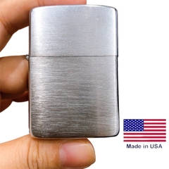 Bật lửa Zippo Mỹ Chrome xước ngang, mộc đáy ngược, chữ xéo, sản xuất 1985, Hàng chính hãng