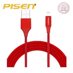 Cáp sạc Pisen chân cắm L, 2.4A Braided 1200mm FAST, Pro (AL17-1200), dây vải bện chống đứt gãy, hàng chính hãng