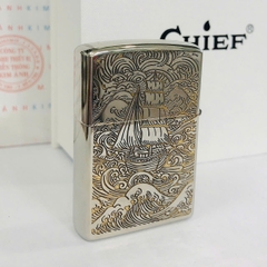 Bật Lửa CHIEF Chủ Đề Cánh Buồm Tình Yêu Mã CF2033N - Vỏ Đồng Nguyên Khối Càng Dùng Càng Bóng
