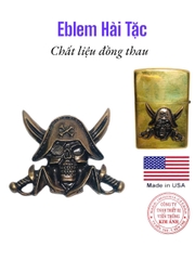 Eblem dán trang trí Zippo chủ đề Hải Tặc chất liệu đồng thau Solid Brass, hàng chuẩn zin Mỹ