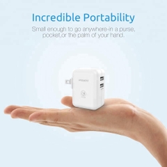 Cốc Sạc Nhanh Pisen Cho IPad 2.4A Có 2 Cổng USB - Hàng chính hãng Bảo hành 1 năm