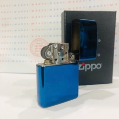 Bật lửa, hộp quẹt ZIPPO màu Xanh Chu niên loại trơn bóng, Kim Ánh nhập hàng cao cấp vỏ bằng đồng có dán tem đỏ
