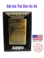 Bật lửa Zippo Mỹ Brass chủ đề Thổ Dân Da Đỏ, Hàng chính hãng nhập Mỹ