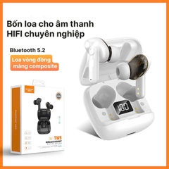 Tai nghe Bluetooth TWS H01 Màng tổng hợp + Loa vòng đồng, âm trầm động kép, Có màn hình kỹ thuật số, hộp sạc dữ trữ pin