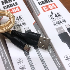 Dây sạc nhanh Hammer C04 các loại chân cắm Micro, dòng điện 5v-2.4A, dây bện dù, chính hãng check Qr