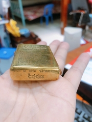 Bật lửa Zippo Mỹ Brass khắc ăn mòn full nắp NANKAI WGP, mộc đáy ngược, sản xuất 1994 Hàng chính hãng