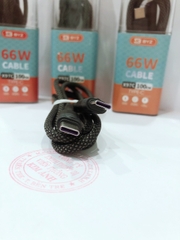 Dây sạc nhanh BYZ X97C công suất 66W, chân cắm Type C ra Type C, dây vải dù chắc chắn và chống rối, Hàng chính hãng