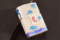 Bật lửa, hộp quẹt Chief chủ đề Thanh Long Quá Hải 5 mặt, khảm men đẹp, hàng loại 1 cao cấp vỏ bằng đồng