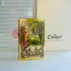 Bật Lửa CHIEF Chủ Đề Cô Gái Đầu Lâu - Hàng Chính Hãng Vỏ Đồng Nguyên Khối Càng Dùng Càng Sáng Bóng