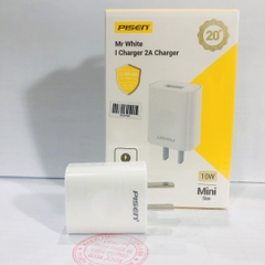Cóc sạc Pisen Mr White I Charger 2A ( TS-C134), dòng điện 5V -2A, công suất 10W bảo hành chính hãng 12 tháng