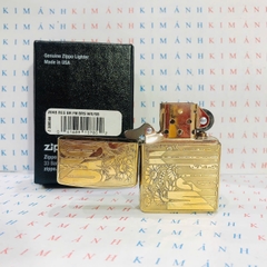 Bật lửa Zippo Brass MỸ mã 204B khắc laser năm mặt Hoa Marlboro, Hàng chính hãng có giấy nhập khẩu