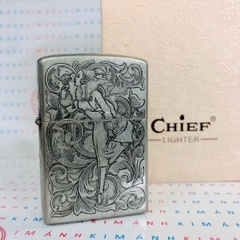 Bật lửa CHIEF CF1323GY Cô Gái Gió Bạc - Chất Liệu Đồng Càng Dùng Càng Sáng (Hàng Chính Hãng)