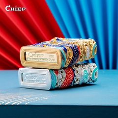 Bật lửa, hộp quẹt Chief đồng nguyên chất chủ đề Rồng Phun Châu, hàng chính hãng bằng đồng