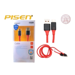 Dây sạc nhanh Pisen quick super charge Type-C 5A ( 40W ) braided 1000mm ( TC11-1000), dây dù chống rối, hàng chính hãn