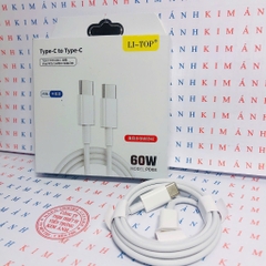 2m- Dây sạc LI-TOP PD08 Công suất 60W chân Type C ra Type C, Kim Ánh cho dùng thử 30 ngày, bảo hành chính hãng 12 tháng