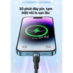 Dây sạc LI-TOP LX73 100W, chân cắm Type C, dây bọc lớp cao su mềm chống rách, đầu lưới SR chống uốn, hàng chính hãng