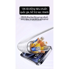 2m- Dây sạc LI-TOP PD15 Công suất 60W bện dù chân Type C ra Type C, được dùng thử 30 ngày, bảo hành chính hãng 12 tháng