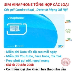 Sim Vinaphone các gói cước combo chuyên thoại, data và mạng xã hội : Tik tok, You tube, Face book, chỉ có tại Kim Ánh