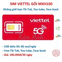 Sim Viettel các gói cước combo chuyên thoại, data và mạng xã hội : Tik tok, You tube, Face book, chỉ có tại Kim Ánh