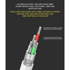 Dây sạc Pisen ( MU03-1000) chân cắm Micro, dòng điện 2A, dây dài 1 mét - Hàng chính hãng nội địa