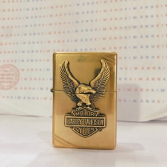Eblem dán trang trí Zippo chủ đề Chim Đại Bàng Harley-Davidson, chất liệu đồng Brass, hàng chuẩn zin Mỹ