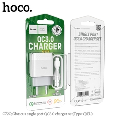 Chân L - Bộ sạc nhanh Hoco C72Q 18W, QC3.0 Chuôi cắm L, dùng thử 30 ngày , bảo hành chính hãng 12 tháng