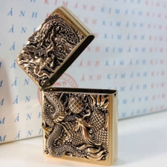 Hộp quẹt, bật lửa Chief đồng nguyên chất chủ đề Long Phụng Tranh Châu, hàng loại 1 cao cấp vỏ bằng đồng