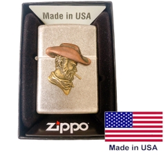 Bật lửa Zippo Mỹ Antique chrome Eblem Cowboy, Hàng chính hãng