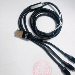 Dây sạc đa năng BYZ 675,  3 đầu ( I-C-V8 ) Hàng chính hãng bảo hành 12 tháng