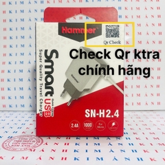 Sạc điện thoại Hammer liền dây 2.4A chân cắm Micro, có thêm cổng USB dự phòng, Kim Ánh bảo hành chính hãng 1 năm