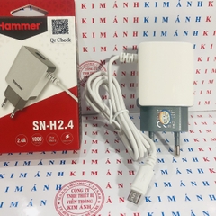 Sạc điện thoại Hammer liền dây 2.4A chân cắm Micro, có thêm cổng USB dự phòng, Kim Ánh bảo hành chính hãng 1 năm