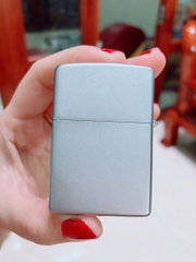 Bật Lửa Zippo Màu Trắng Bạc Nhám Satin, loại trơn nhám, hàng cao cấp loại 1