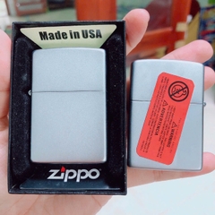 Bật Lửa Zippo Màu Trắng Bạc Nhám Satin, loại trơn nhám, hàng cao cấp loại 1