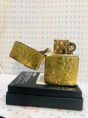 Bật lửa Zippo Armor Brush Brass MỸ mã 168 khắc 3D nổi 2 mặt Hồ Ly Chúa 9 đuôi, Hàng chính hãng