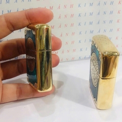 Bật lửa Zippo Chu Niên Brass, khắc chìm cẩn xà cừ mẫu la bàn, vỏ đồng ruột thép không gỉ