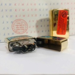 Bật lửa Zippo Chu Niên Brass, khắc chìm cẩn xà cừ mẫu la bàn, vỏ đồng ruột thép không gỉ